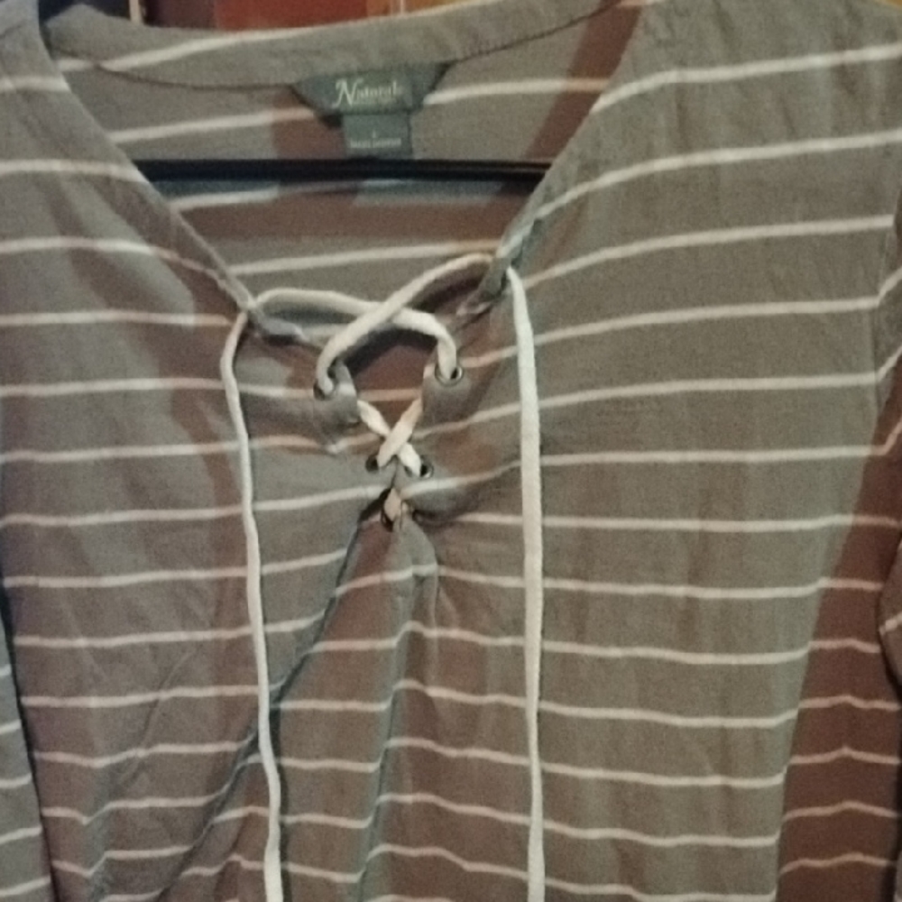 Natural Reflections Brown Striped Long Sleeve Top